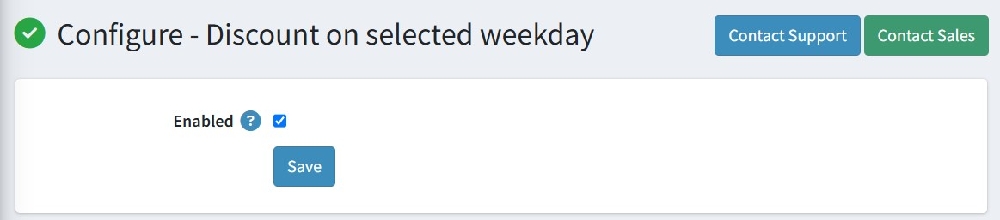 discount on selected weekdays configure page